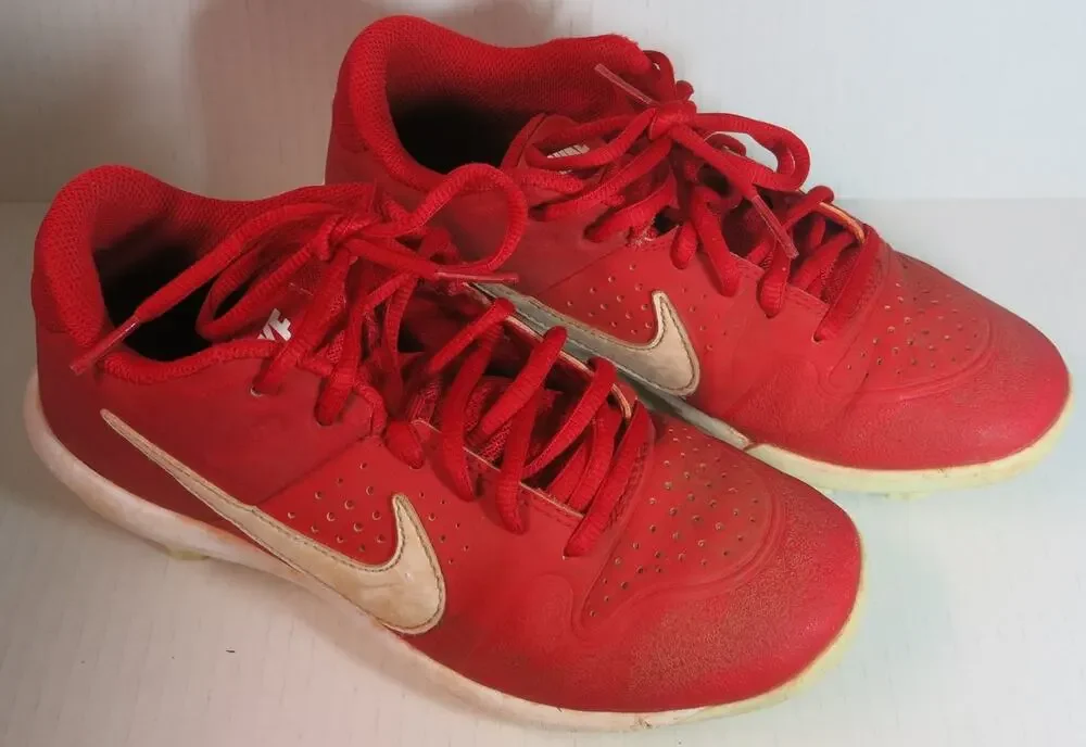 Nike Baseball Softball Cleats Alpha Huarache Size 4 Youth Kids Red Sports Team